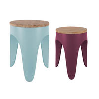 HOCKER Set Double 30/30/40.5 cm - Lila/Hellblau, Metall (30/40.5/30cm) - Leitmotiv
