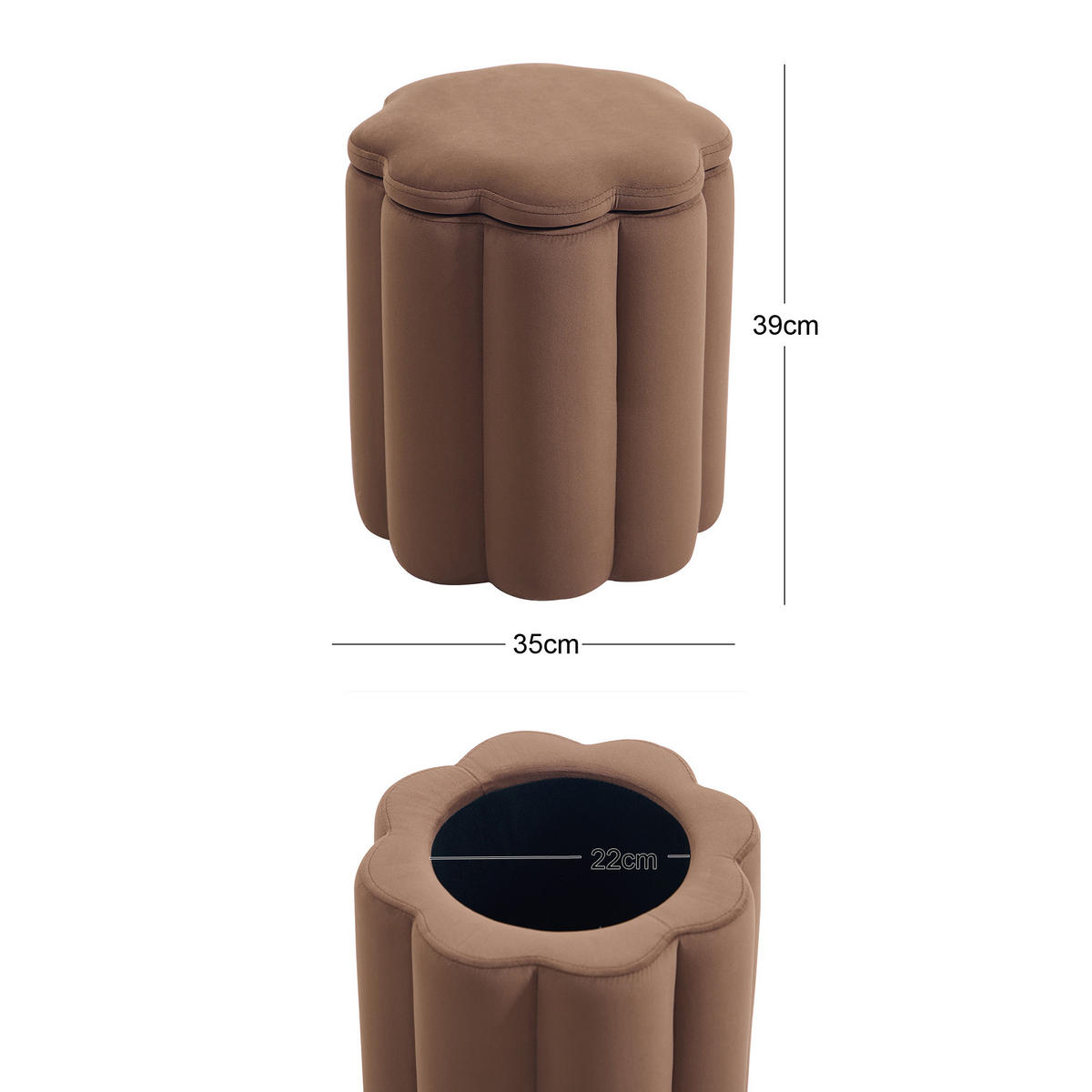 POUF Samt Gelb - Braun, Textil (35/39/35cm) - Nordlys