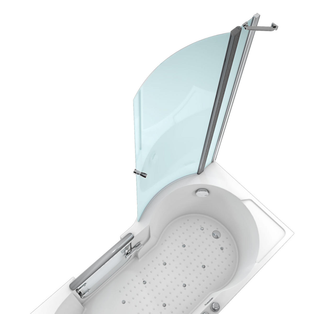 SENIORENDUSCHE Whirlpool mit Tür S12D-AIR-R - Weiß, Glas/Kunststoff (170/200/85cm) - AcquaVapore by Sandra Jentho