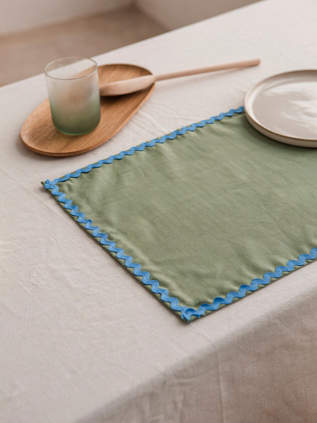 TISCHET 8-teilig, 100% Leinen, türkis und blau SET WAVY - Türkis, Textil (40/130cm) - RNT By Really Nice Things