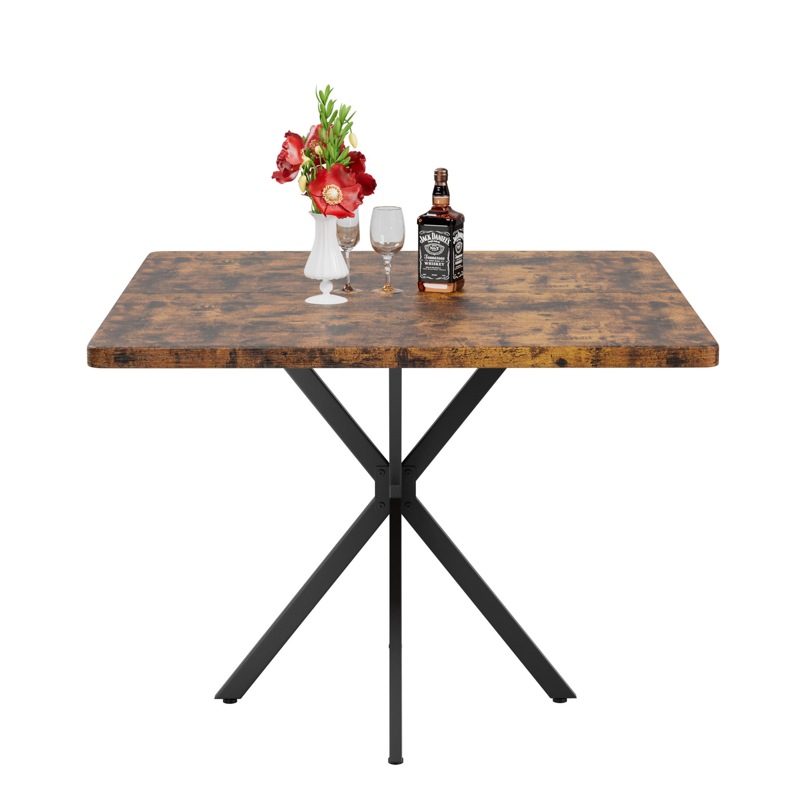 ESSTISCH Brauner mit Metallbeinen - Braun, Holz (98/98/76cm) - Oxeza