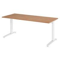 SCHREIBTISCH Serie-XB 80/180/74 cm in Nussbaumfarben/Weiß/Alu poliert - Nussbaumfarben/Weiß, Holzwerkstoff (80/180/74cm) - bümö