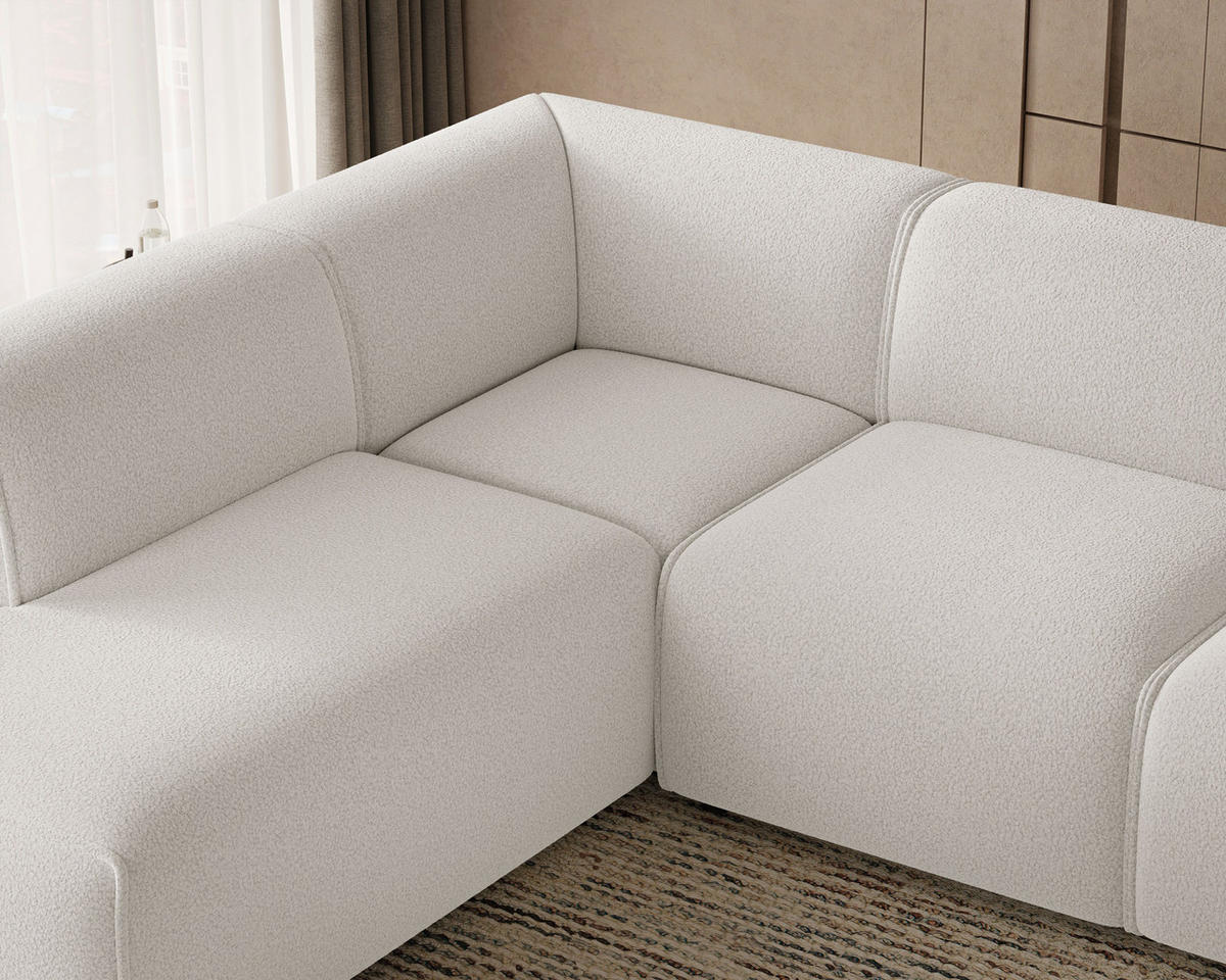 ECKSOFA Eluno Weiß Links - Schwarz/Weiß, Holz/Kunststoff (220/292cm) - Graingold