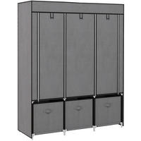 GARDEROBE 125/43/162,5 cm dunkelgrau aus Stahl mit Kleiderstangen, Regalen und Stoffschubladen - Dunkelgrau, Holzwerkstoff (125/162.5/43cm) - OKWISH