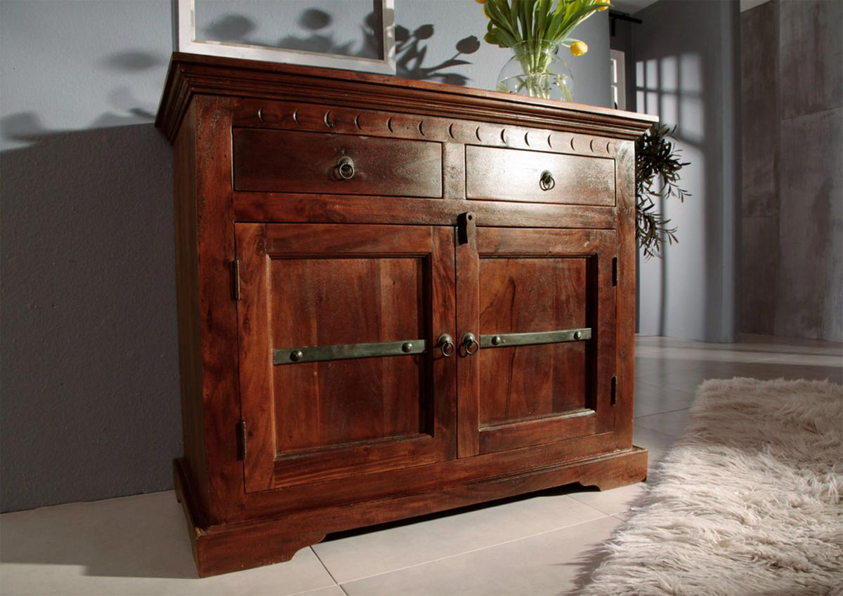 KOMMODE Akazie 107x50x88 nougat lackiert OXFORD #424 - Dunkelbraun, Holz (107/88/50cm) - Massivmoebel24