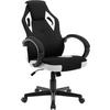 GAMINGSTUHL mit Kopfkissen, Mesh-Gewebe, Weiß + Schwarz - Schwarz/Weiß, Textil/Metall (62/104/72.5cm) - Woltu