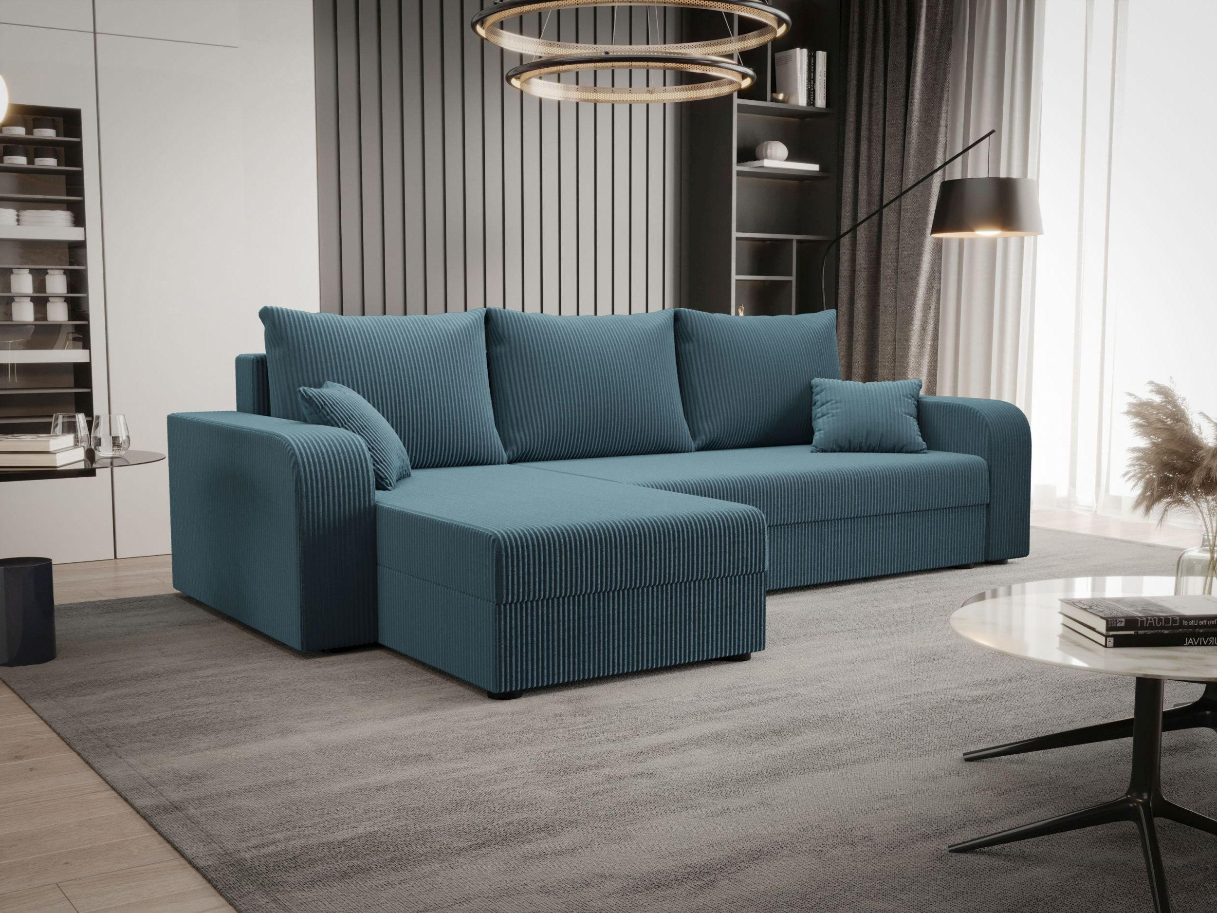 ECKSOFA HEWLET L BIS Zoom 14 Links mit Schlaffunktion - Blau, Textil (240/140cm) - Bedante