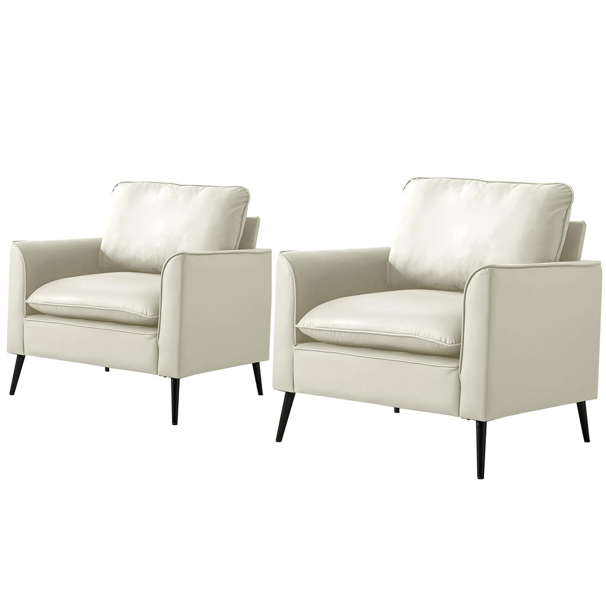 EINZELSOFA aus Kunstleder 80x68x80 cm mit Kopf- und Lendenkissen, weiß - Weiß, Textil (68/80/80cm) - Luhomfu