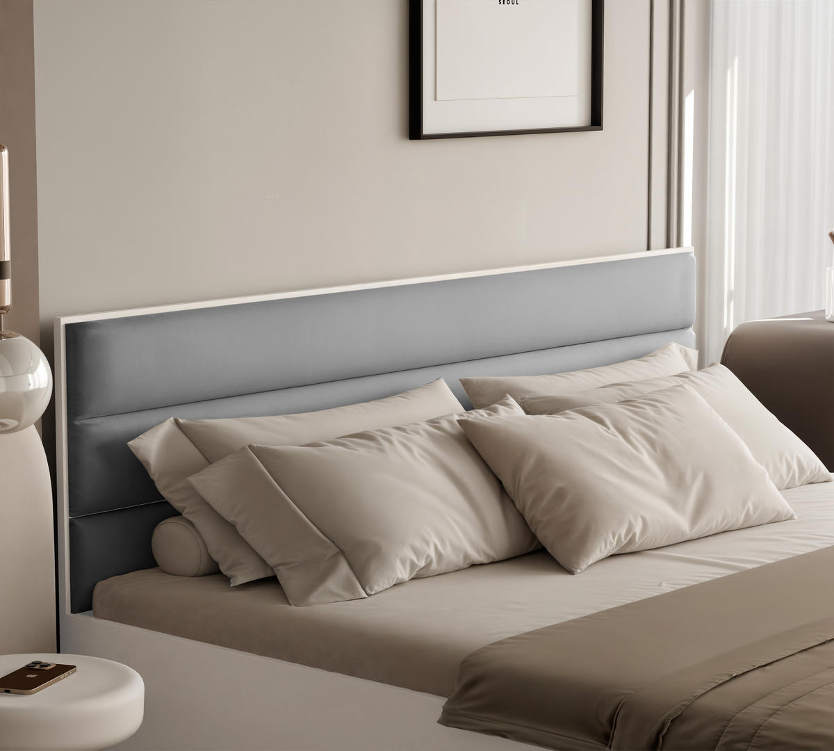 POLSTERBETT VANTAGE 120/200 cm, Bettkasten, mit Matratze, Grau - Grau, Holz/Holzwerkstoff (120/200cm) - Idohome