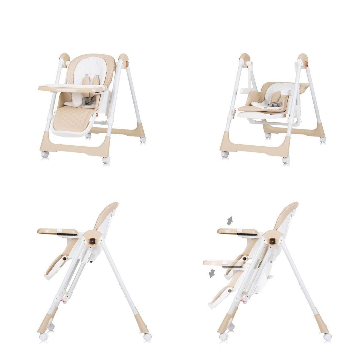 HOCHSTUHL 2 in 1 Milk Shake beige verstellbar, Babyschaukel, Räder - Beige, Kunststoff (53/100/86cm) - Chipolino