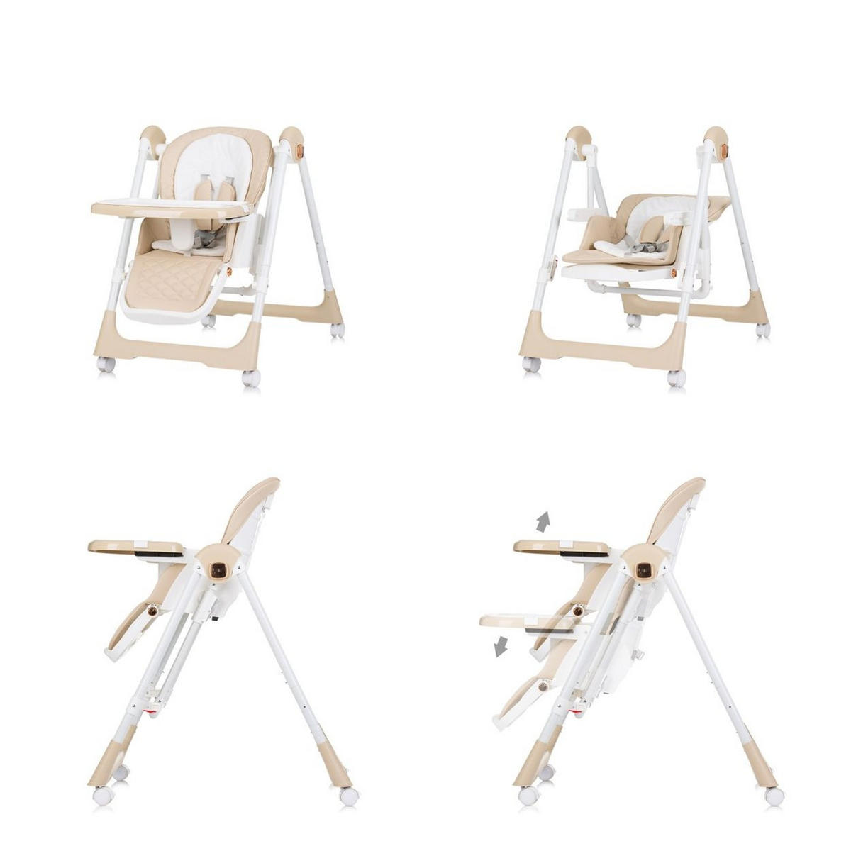 HOCHSTUHL 2 in 1 Milk Shake beige verstellbar, Babyschaukel, Räder - Beige, Kunststoff (53/100/86cm) - Chipolino
