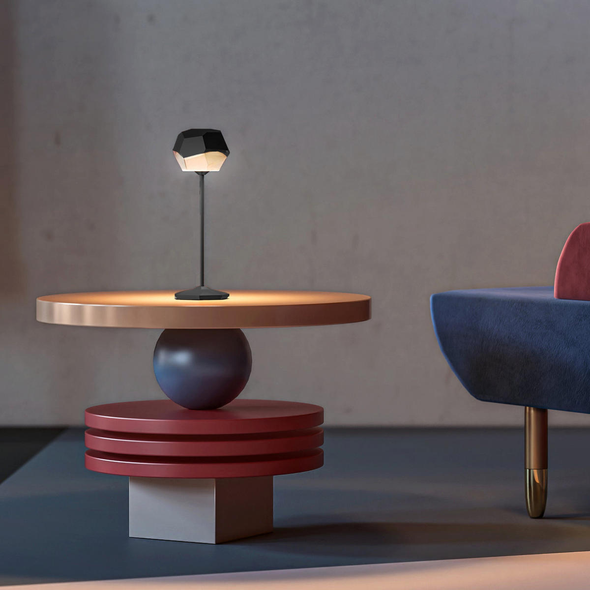 DESIGNER-TISCHLAMPE STONE schwarz - Schwarz, Metall (19.5/14/32cm) - Lumisky