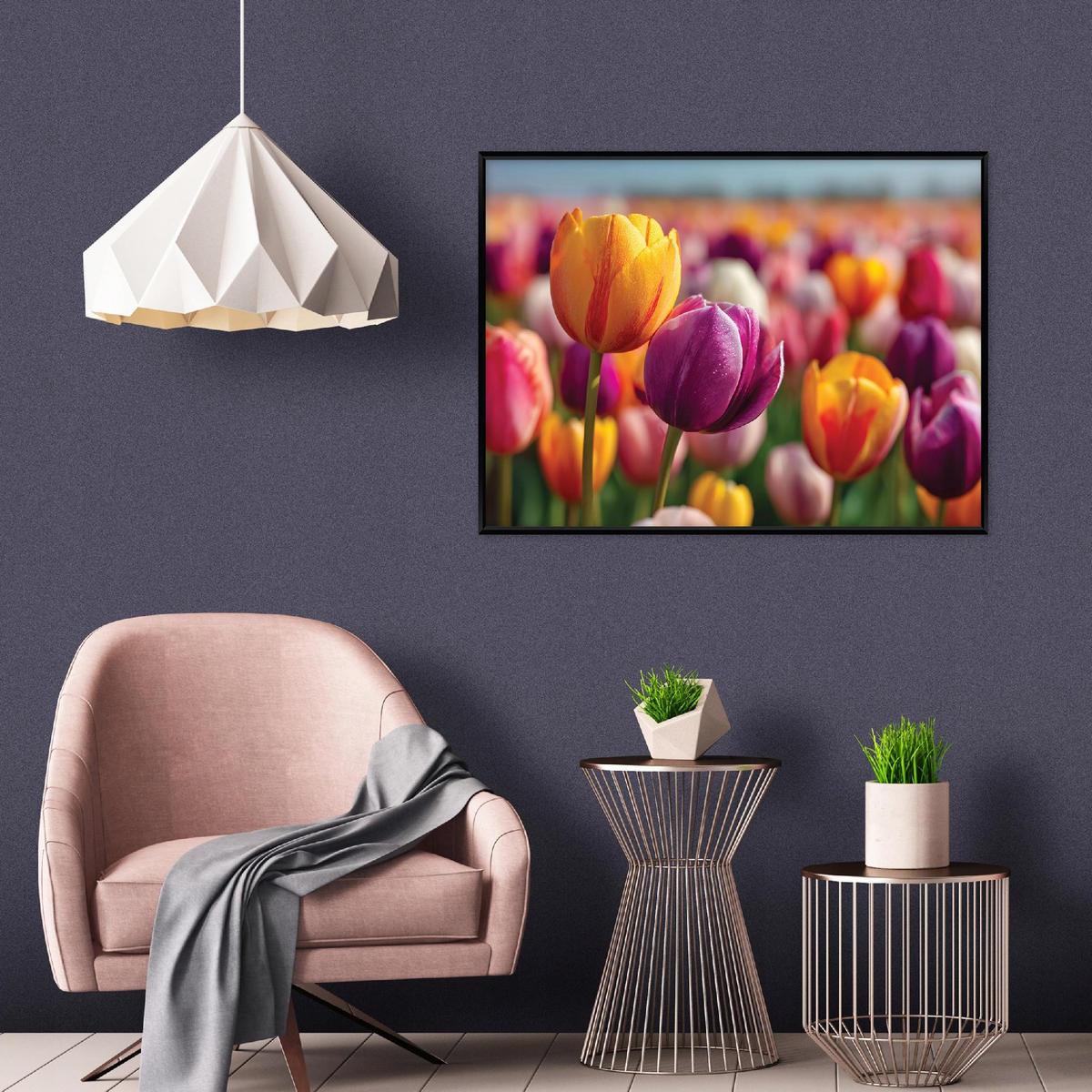 BILDER mit Rahmen Blumen Tulpen Bunt 120x80 cm - Multicolor, Holzwerkstoff (120/80cm) - Wallarena