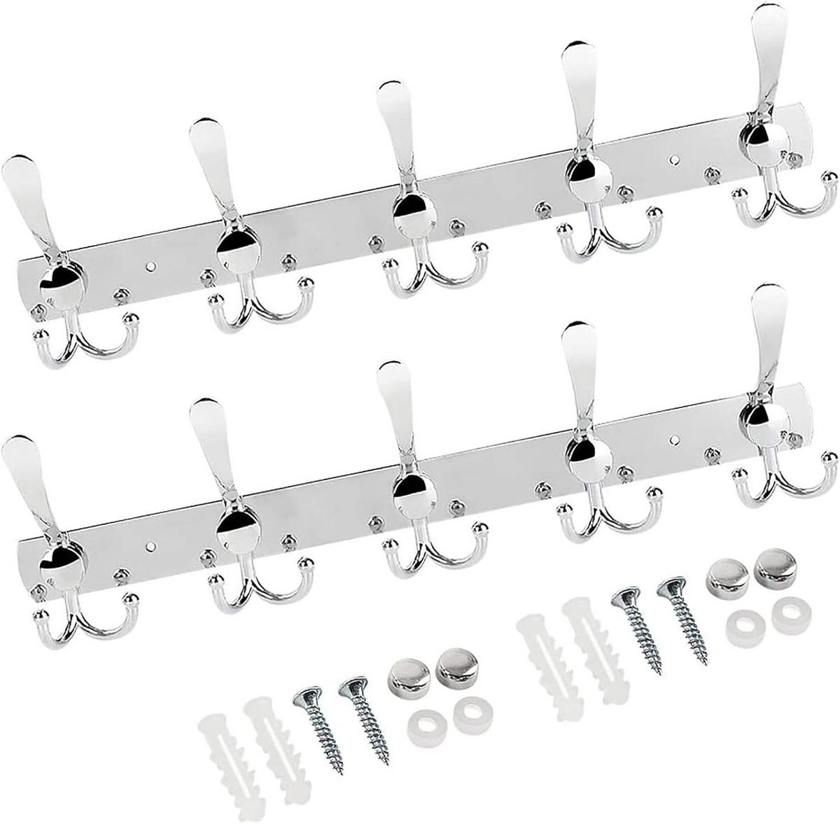 HANDTUCHHAKEN , (2er-Pack) Garderobenständer - Silberfarben, Metall (12.9/4.8/45cm) - BELZ