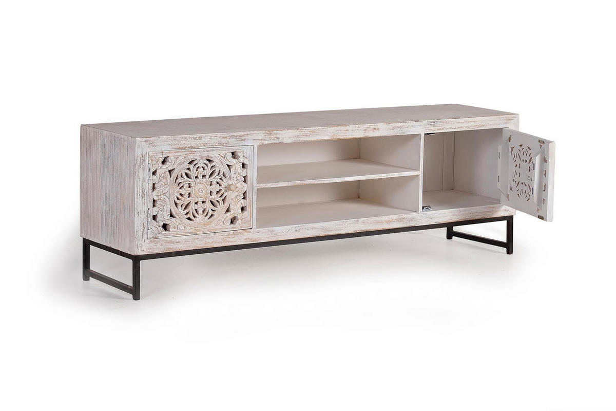 TV-SCHRANK aus Mangoholz - Weiß, Holz (170/55/40cm) - Giner y Colomer
