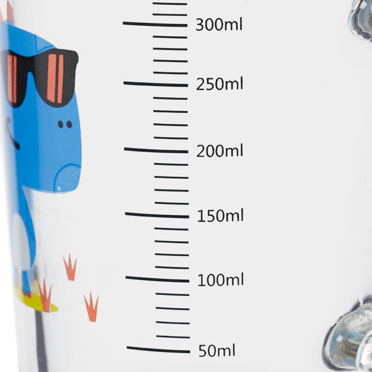 GLAS Transparent Blå 2-pack dinosauriemotiv 400 ml - Transparent, Glas/Plast (0.4L) - Relaxdays