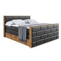 BOXSPRINGBETT mit Matratze H3|H4 und Lattenrost - LOLLI8-Z KING-120x200 - Schwarz Kunstleder - Schwarz, Holzwerkstoff (120/200cm) - ALTDECOR