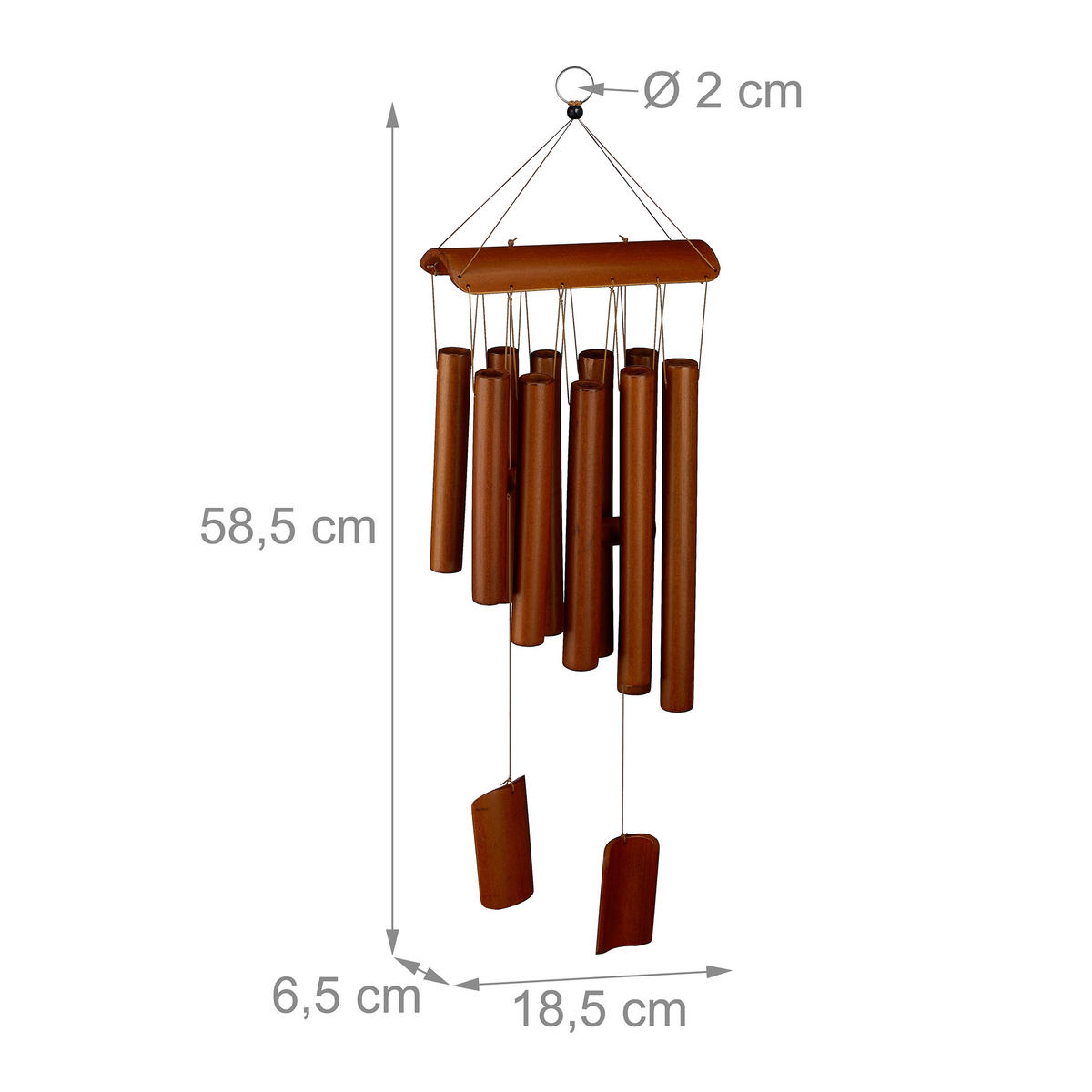 BAMBUSWINDSPIEL - Braun, Holz (6.5/18.5/58.5cm) - Relaxdays