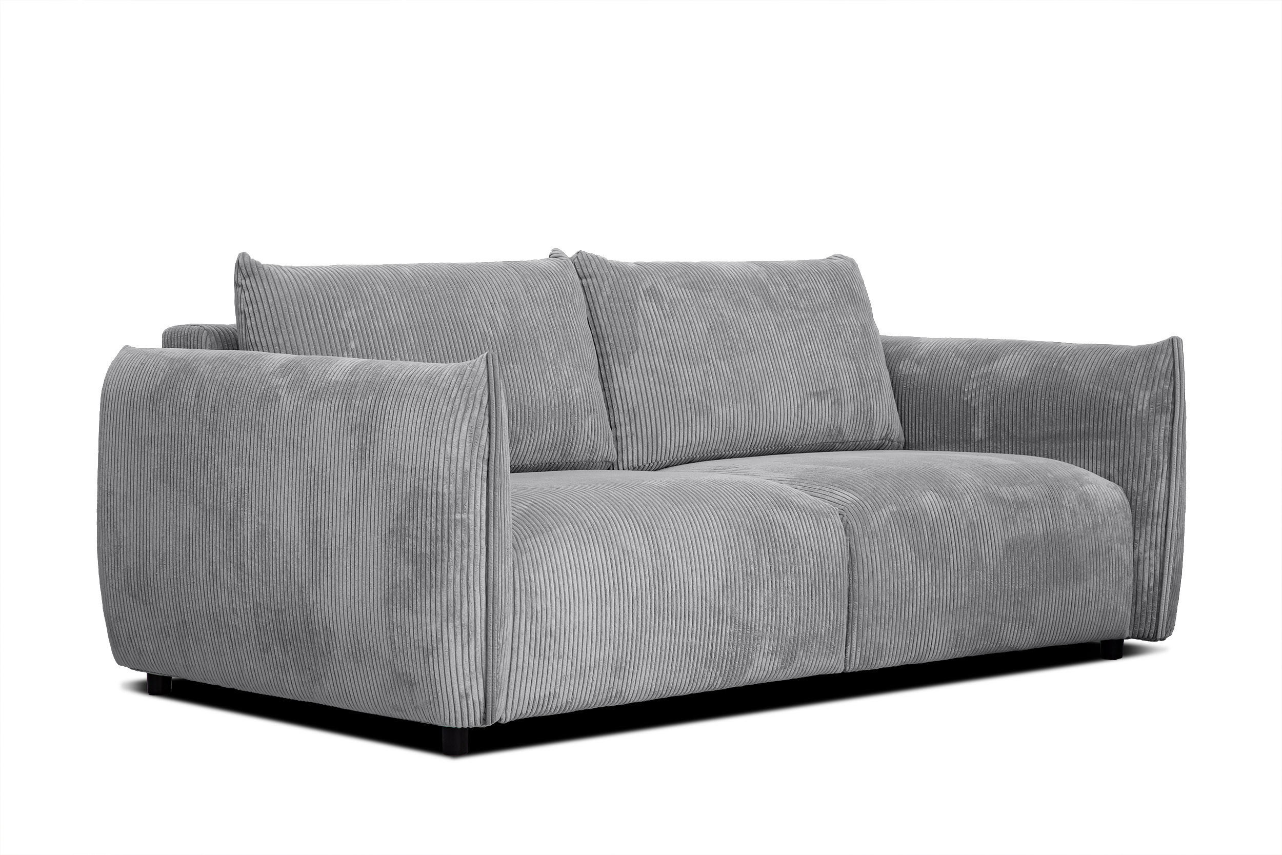 SOFA TAUER 3-Sitzer, hellgrau - Hellgrau/Schwarz, Holzwerkstoff/Kunststoff (112/84/206cm) - Courtois Laville
