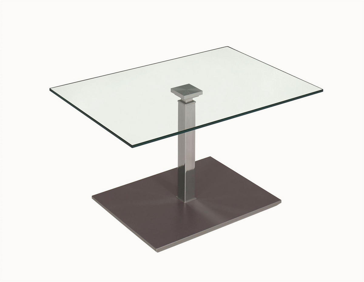 FUNKTIONSTISCH höhenverstellbar Carlotta 90 x 60 x 47-65 Couchtisch Glas/Perlsilber/Lava - Naturfarben, Holz (90/60/47cm) - 58aufmkessel