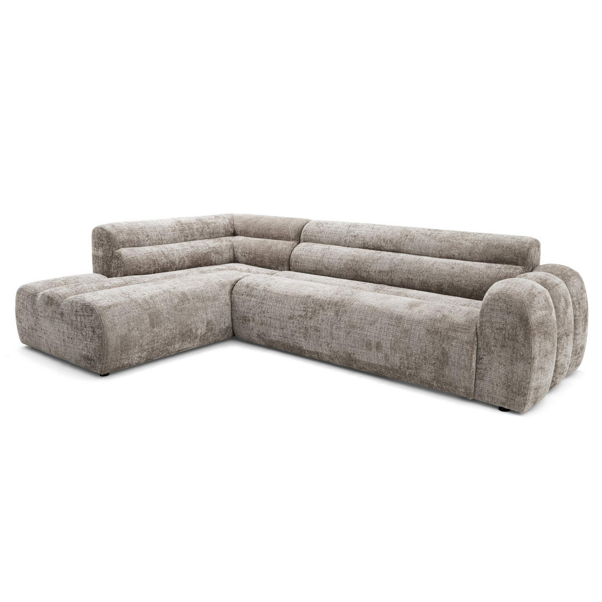 4-SITZER modulares Ecksofa VEER L Links, 283 x 190 cm, Chenille Webstoff Braun - Schwarz/Braun, Holz/Kunststoff (283/190cm) - Muffo