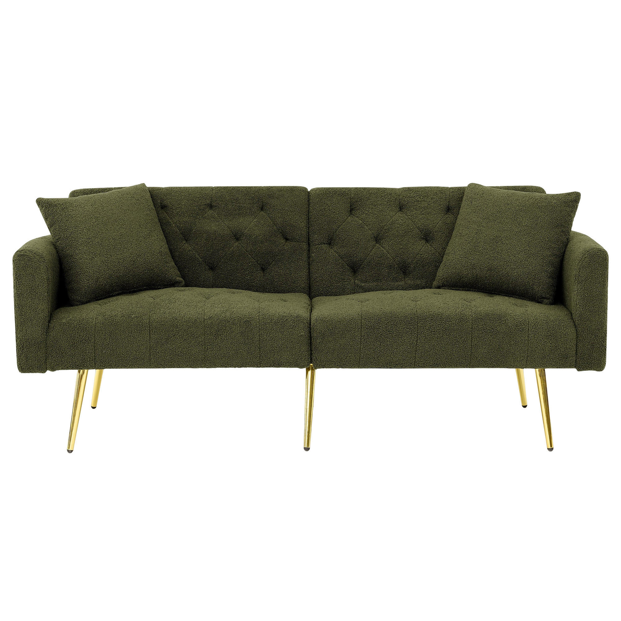 SCHLAFSOFA 177/78/74 cm in Green Teddyfell mit Aufbewahrungstasche - Grün, Textil (177/74/78cm) - Oxeza