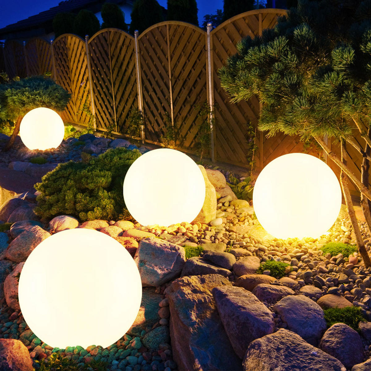 LED AUSSENLEUCHTE Kugel Weiß 2er Set - Weiß, Kunststoff (15/15/42.5cm)