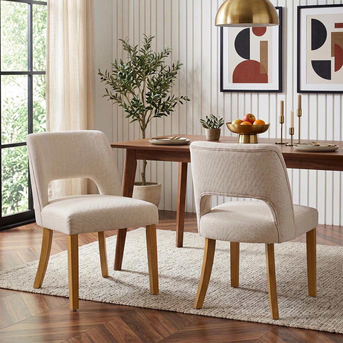 ESSZIMMERSTÜHLE 2er Beige Leinen Massivholz modern - Beige, Naturmaterialien (50/81/58cm) - FLIEKS
