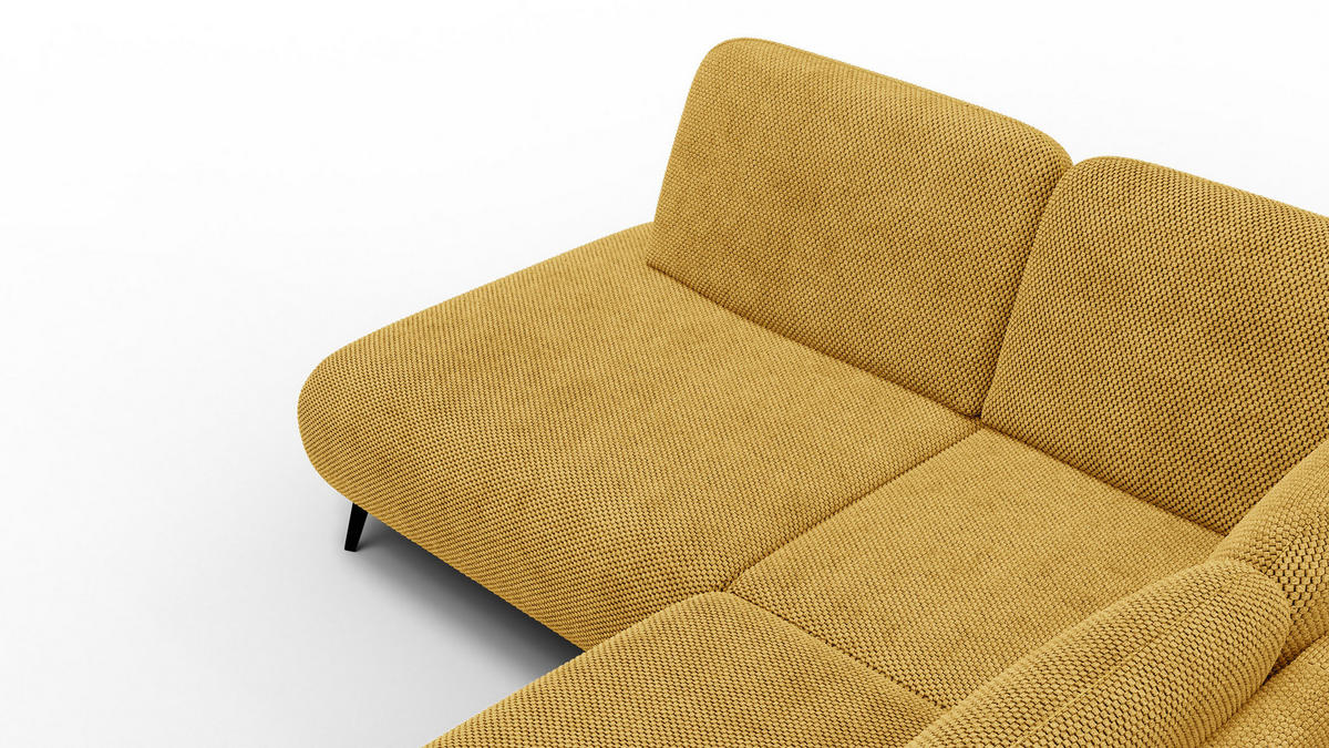ECKSOFA FEBE 5-Sitzer links, dunkelgelb - Gelb/Schwarz, Holz/Textil (271/190cm) - Courtois Laville
