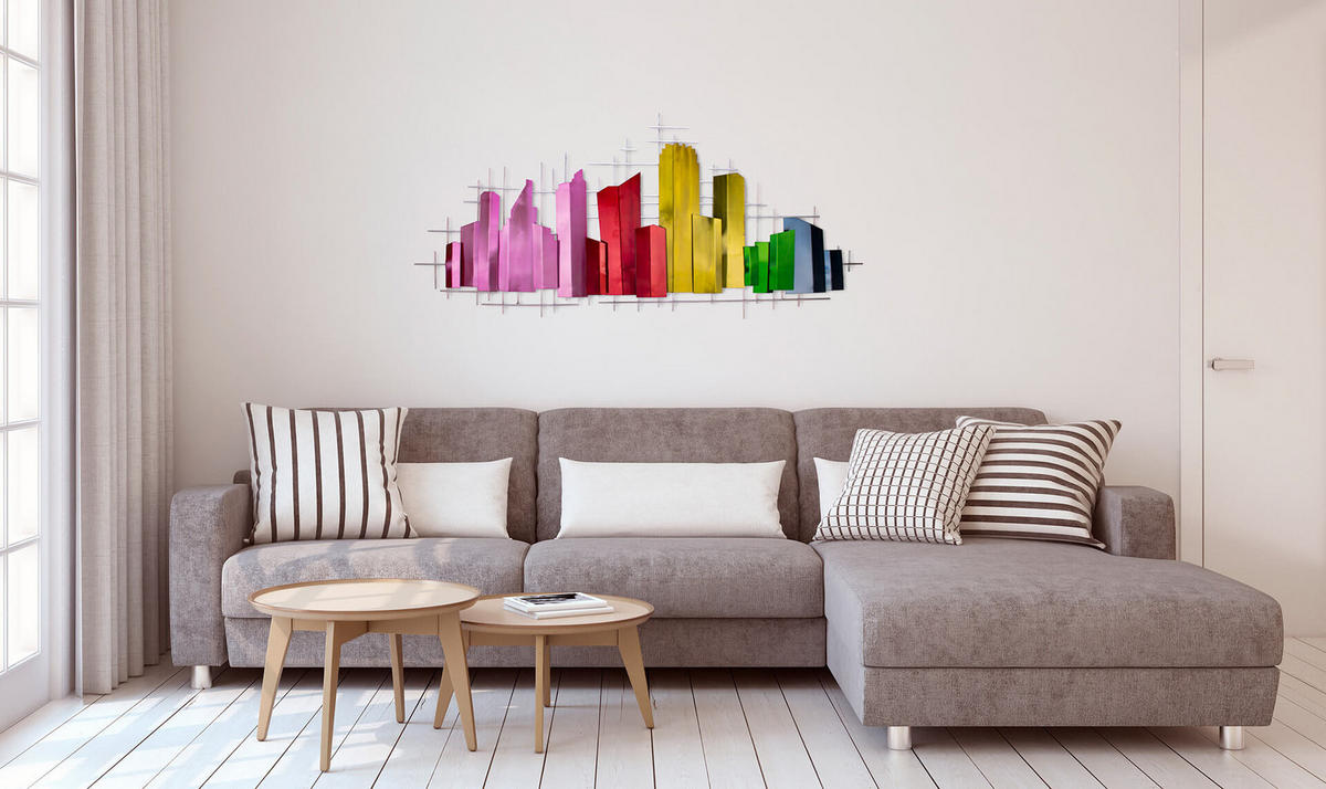 WANDDEKO Bunt 130/60 cm - Multicolor, Metall (4.02/60/6cm) - KUNSTLOFT