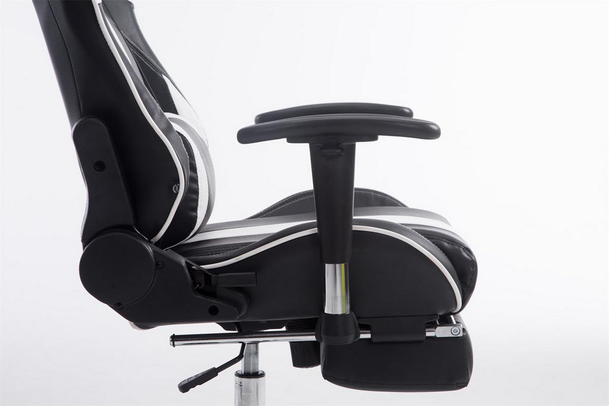 GAMINGSTUHL Limitless mit Fußablage, Schwarz/Weiß - Weiß, Textil/Metall (70/135/58cm) - TPFLiving