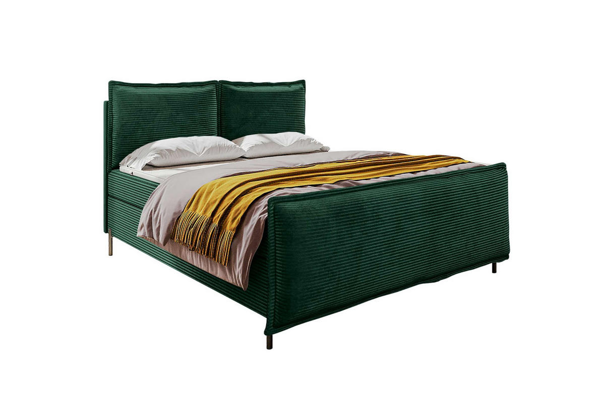 BOXSPRINGBETT VERO PLUS Cordstoff Dunkelgrün 160/200 cm - Dunkelgrün/Schwarz, Holzwerkstoff/Textil (160/200cm) - 99rooms