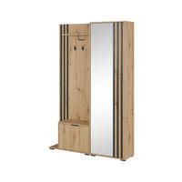 GARDEROBE STILO 131 cm (Artisan Eiche, Schwarze Lamellen, Spiegel, Metallgriffe) - Schwarz/Eiche Artisan, Holz/Holzwerkstoff (131/192/40cm) - Ravio