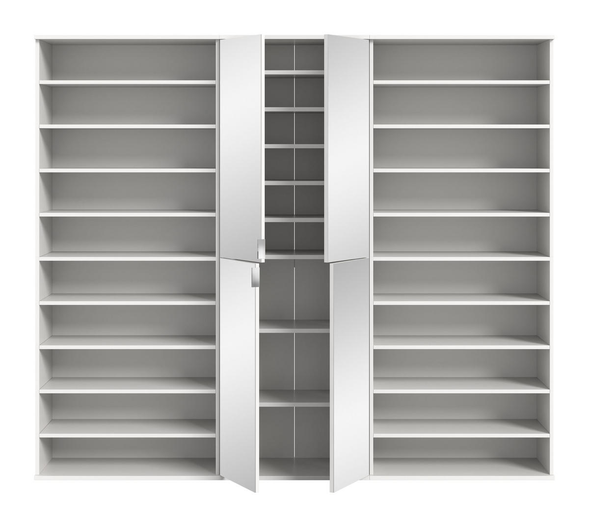 GARDEROBENKOMBINATION 3tlg. Projekt X Garderobe in weiß Nb. und weiß hochglanz B/H/T: 222x193x34 cm - Weiß, Holzwerkstoff (222/191/37cm)