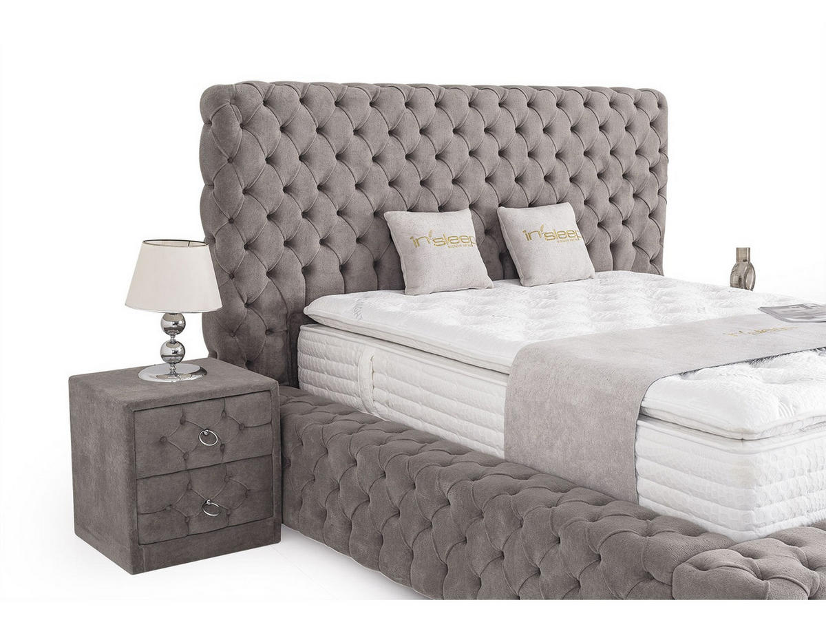 POLSTERBETT Marsilya 180x200 Grau - Grau, Textil/Metall (180/200cm) - Villa Möbel
