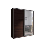 SCHIEBETÜRENSCHRANK - Kleiderschrank BORA 204 mit Spiegel - Schokolade - Braun, Holzwerkstoff (204/244/62cm) - Möblo