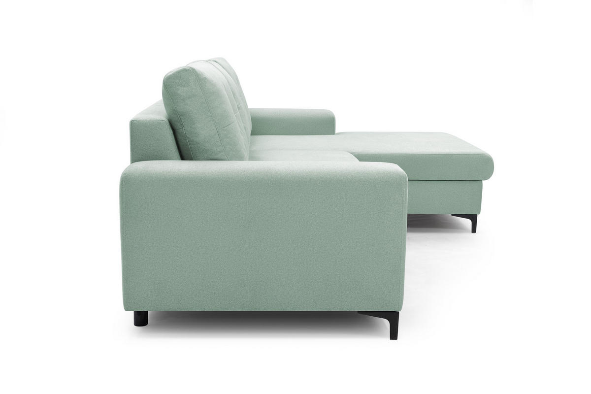 ECKSOFA AVRA L-förmig, mit Stauraumbehälter-in RINO-Stoff, Komfort & Eleganz, lose Rückenkissen, freistehend, RECHTS 251x165x85 cm Turquoise - Türkis, Holz/Textil (251/165cm) - DomoHome