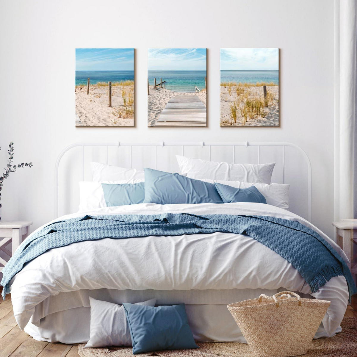 WANDBILD 3-teiliges Set Strandmotiv 30x40 cm - Blau, Textil (30.8/0.5cm)