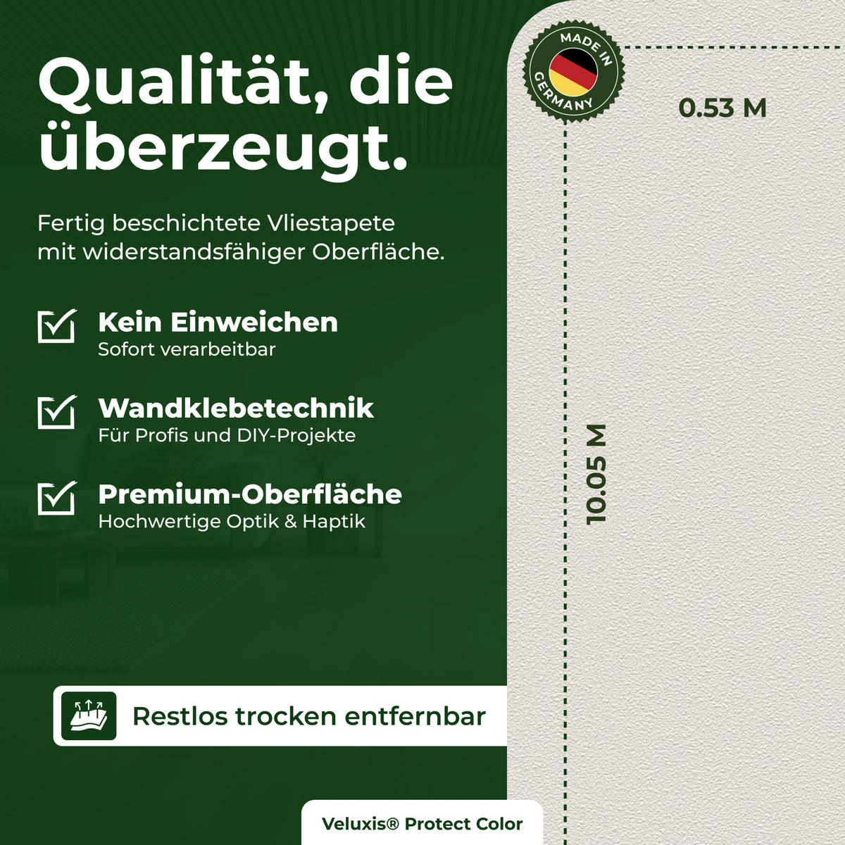 PROTECT Tapete Hellgrau 1x10,05x0,53m - Grau, Papier (0.53/0.1cm)