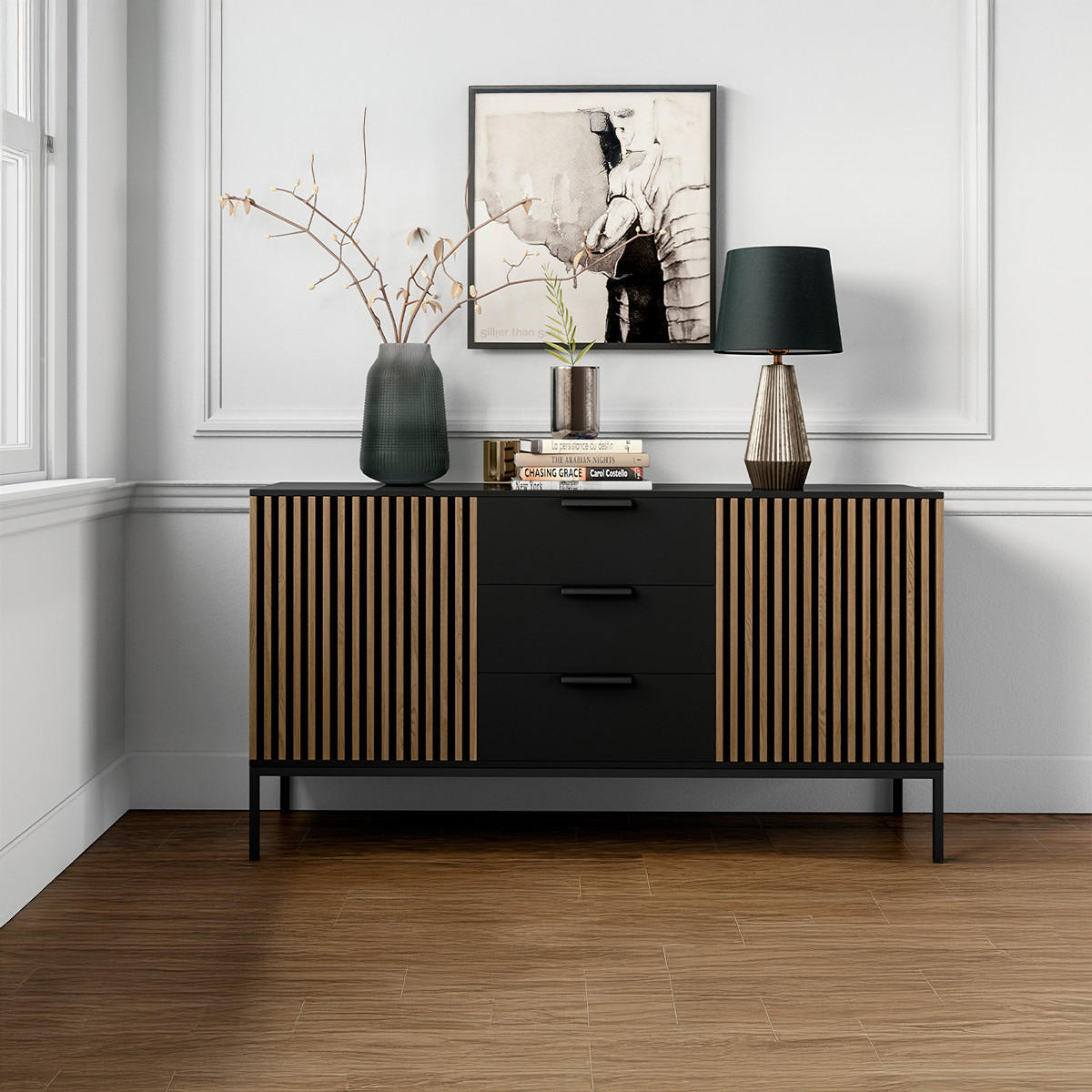 SIDEBOARD Melchior Schwarz - Schwarz, Holzwerkstoff (80/35/80cm) - Petits-meubles