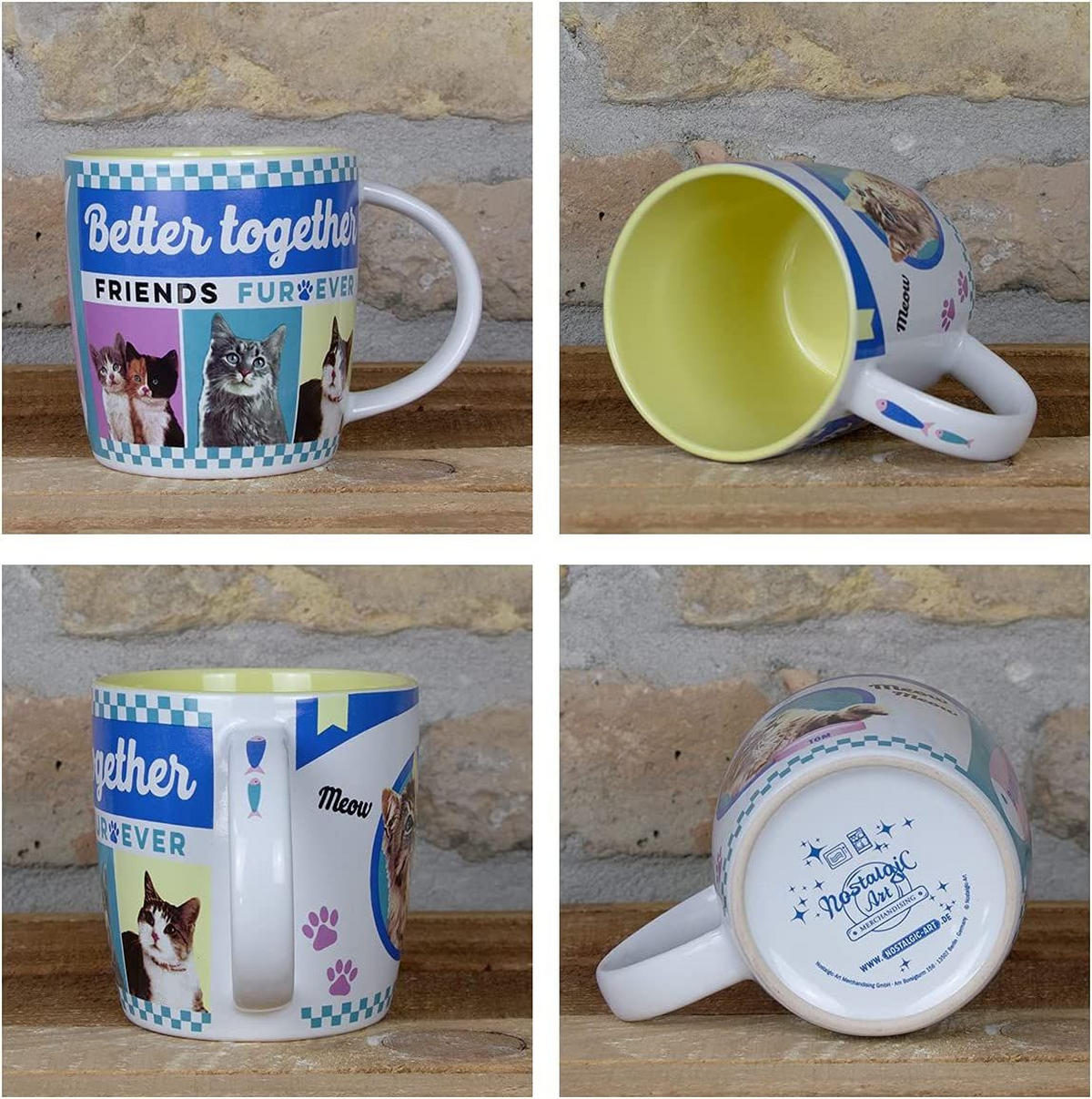 KAFFEETASSE 330 ml Animal Club Better Together Cats - Multicolor, Keramik (0.33L) - Nostalgic-Art