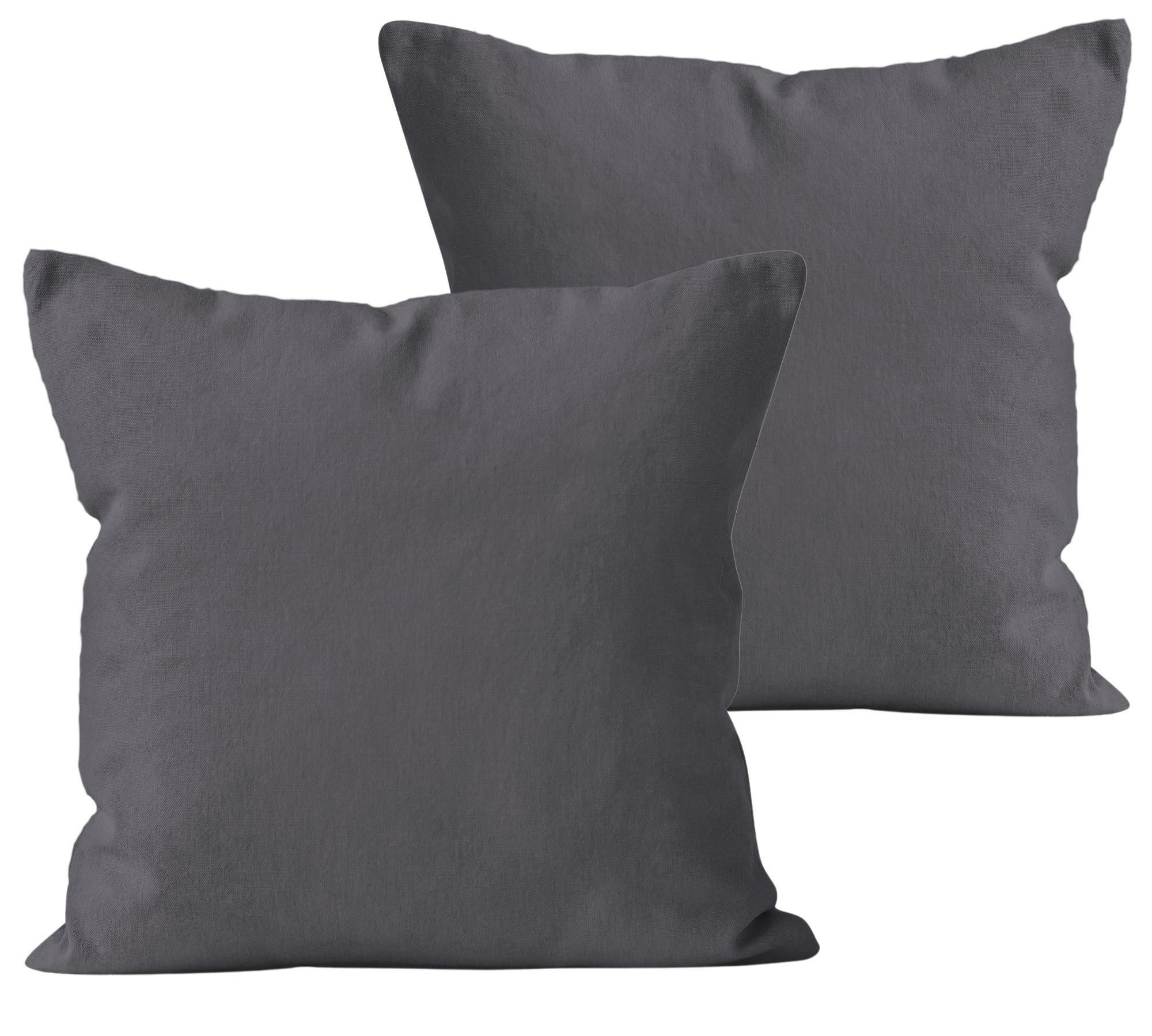 KISSENBEZUG 40x80 cm aus 100% Baumwolle, Kissenhülle Anthrazit Uni - Anthrazit, Textil (80/40cm) - Carpe Sonno