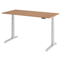 SCHREIBTISCH elektrisch XBHM 80/160/74 cm in Nussbaumfarben/Silberfarben - Silberfarben/Nussbaumfarben, Holzwerkstoff (80/160/74cm) - bümö