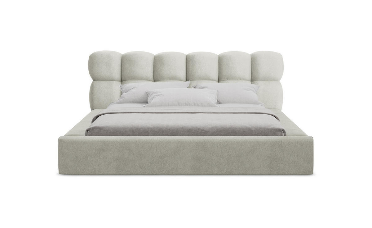 POLSTERBETT mit Bettkasten und Lattenrost 200x240 Grau - Hellgrau/Schwarz, Kunststoff/Textil (160/200cm) - Makamii