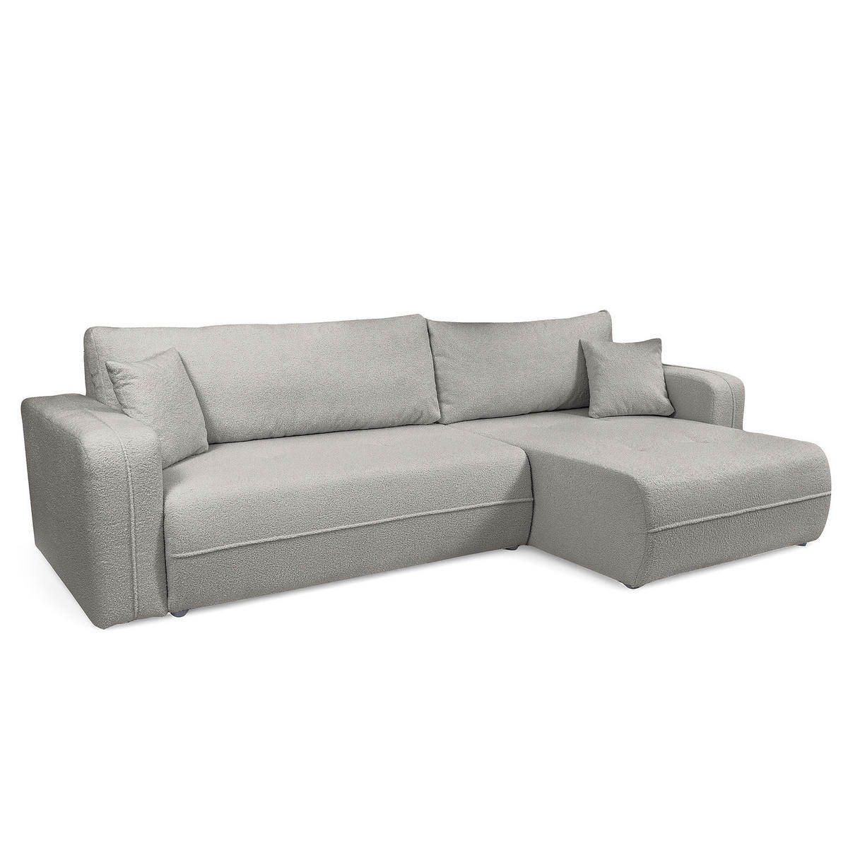 ECKSOFA mit Schlaffunktion - 272 cm - Hellgrau/Schwarz, Kunststoff/Textil (272/145cm) - home24