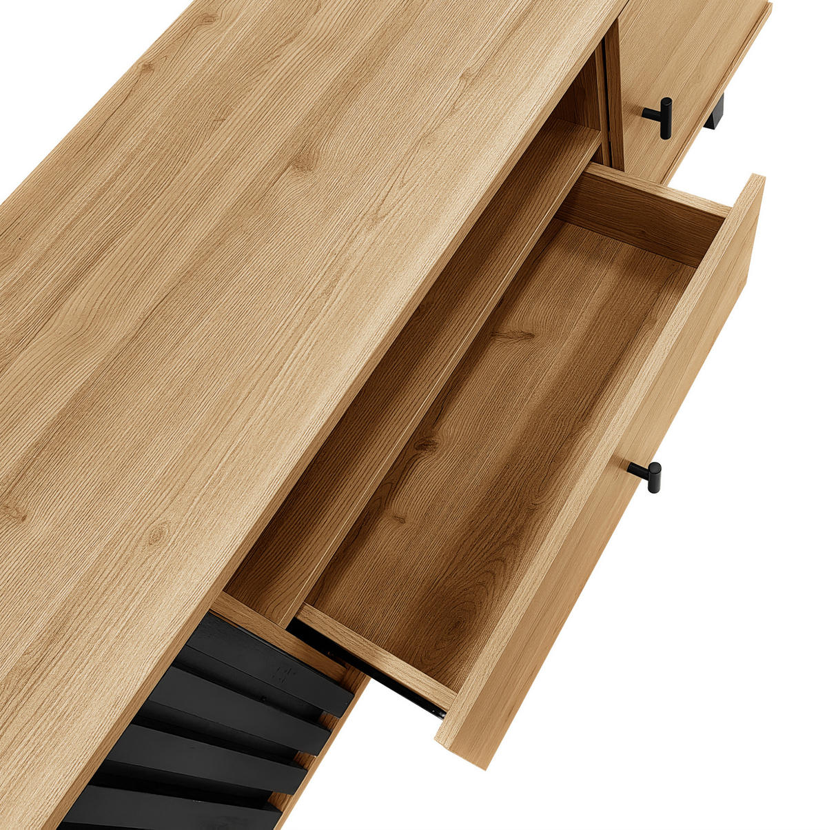 LOWBOARD 170/40/50.5 cm Natur/Schwarz aus Glas und Spanplatte mit 2 Türen und Schublade - Schwarz, Holzwerkstoff (40/50.5/170cm) - OKMYHOME
