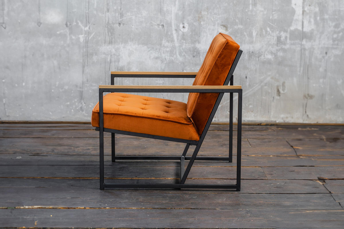 POLSTERSESSEL ARLY Orange Velvet - Schwarz/Orange, Textil (63/80/80cm) - KAWOLA