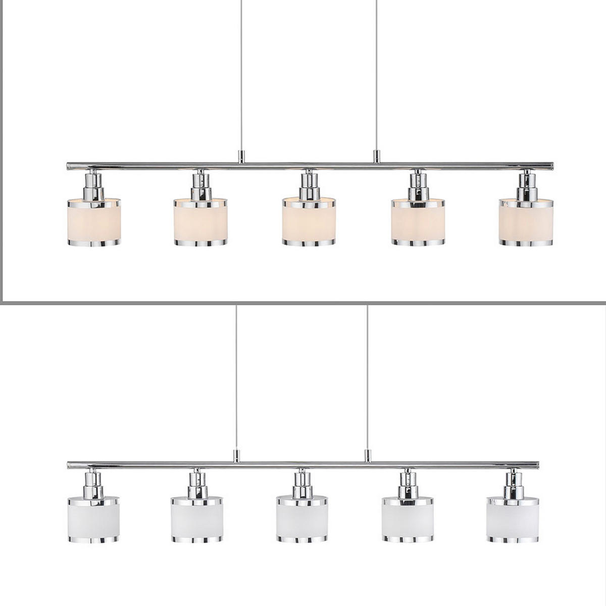 PENDELLEUCHTE Eisen Chrom, höhenverstellbar, 90 cm - Silberfarben, Metall (90/10/120cm)