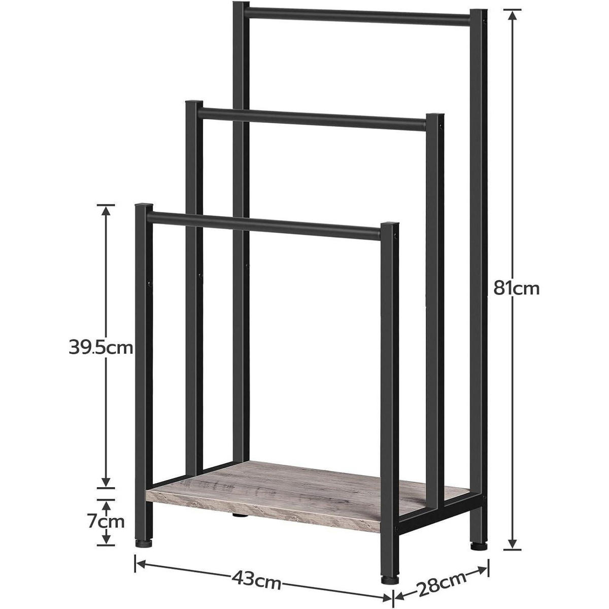 HANDTUCHSTÄNDER Greige + Schwarz 43 x 28 x 81 cm - Multicolor, Metall (28/81/43cm)