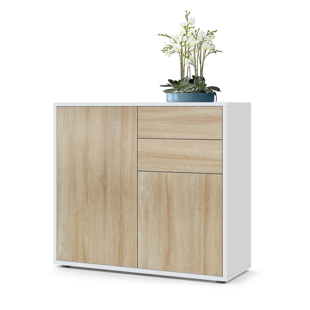 KOMMODE Ben Front in Eiche sägerau - Eiche San Remo, Holzwerkstoff (79/74/36cm) - Vladon